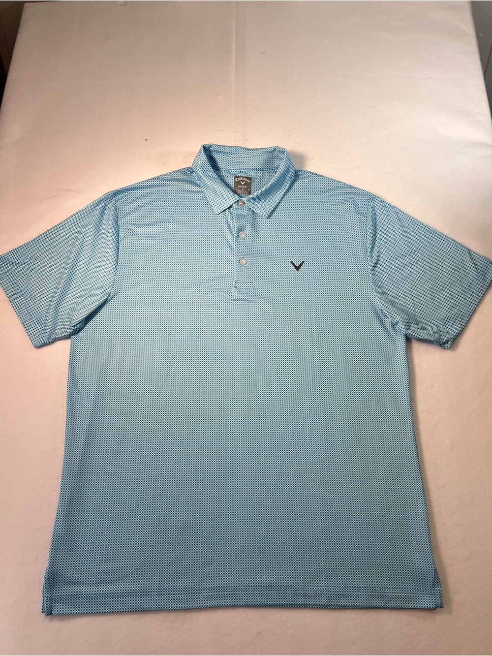 Callaway Opti-Dri Men’s Moisture Wicking Golf Polo L Blue White Check Polyester